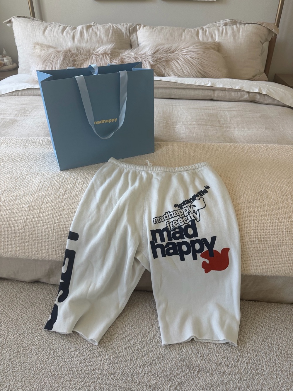 ‼️ RARE FIND NWT ‼️ Madhappy x Free City Cutoff sweatshorts White SIZE SMALL